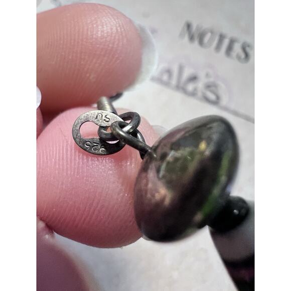 VTG 90s 925 Silver Hand Painted Fish Tribal Drop Earrings Fertility Luck Protect - Picture 8 of 9